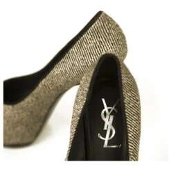 Yves Saint Laurent YSL Tribute Noir Et Blanc Bout Rond Plateforme Talons Pompes 40 Multicolore -Yves Saint Laurent 471758 9