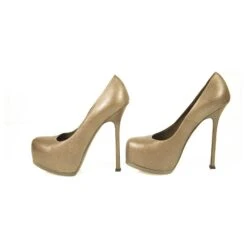 Escarpins Yves Saint Laurent YSL Tribute En Cuir Marron à Bout Rond Et à Plateforme 40,5 -Yves Saint Laurent 472901 4