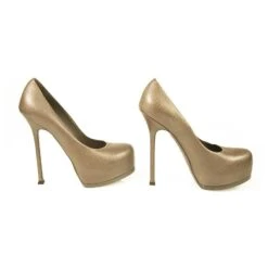 Escarpins Yves Saint Laurent YSL Tribute En Cuir Marron à Bout Rond Et à Plateforme 40,5 -Yves Saint Laurent 472901 5