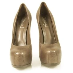 Escarpins Yves Saint Laurent YSL Tribute En Cuir Marron à Bout Rond Et à Plateforme 40,5 -Yves Saint Laurent 472901 6