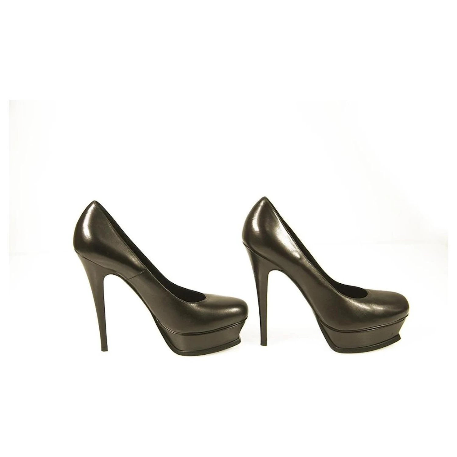 Yves Saint Laurent Escarpins YSL Tribute En Cuir Noir à Bout Rond Et Plateforme 40 7 Yves Saint Laurent Escarpins YSL Tribute En Cuir Noir à Bout Rond Et Plateforme 40 – Image 5