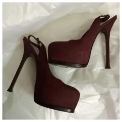 Yves Saint Laurent Escarpins YSL Trip Too Bordeaux/Mauve Rose -Yves Saint Laurent 476202 7