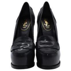 Yves Saint Laurent Escarpins Tribtoo Loafer Platform En Cuir Noir -Yves Saint Laurent 477853 4