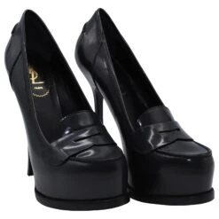 Yves Saint Laurent Escarpins Tribtoo Loafer Platform En Cuir Noir -Yves Saint Laurent 477853 5