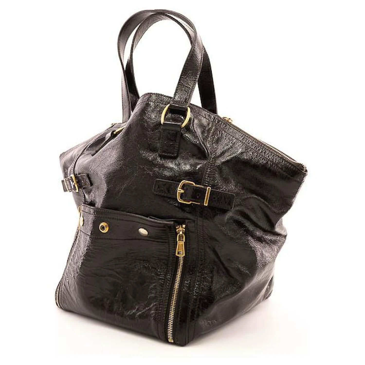 Yves Saint Laurent Saint Laurent Downtown Cuir Vernis Violet Foncé 6 Yves Saint Laurent Saint Laurent Downtown Cuir Vernis Violet Foncé – Image 4