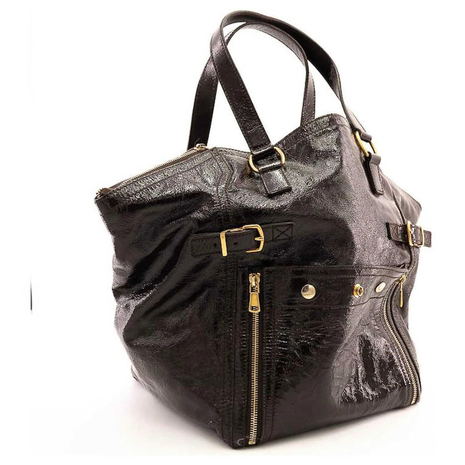 Yves Saint Laurent Saint Laurent Downtown Cuir Vernis Violet Foncé 7 Yves Saint Laurent Saint Laurent Downtown Cuir Vernis Violet Foncé – Image 5