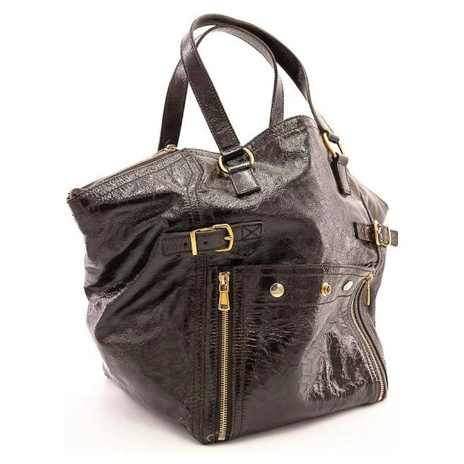 Yves Saint Laurent Saint Laurent Downtown Cuir Vernis Violet Foncé 8 Yves Saint Laurent Saint Laurent Downtown Cuir Vernis Violet Foncé – Image 6