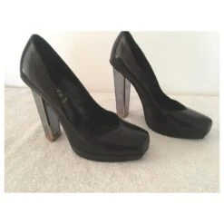 Yves Saint Laurent Talon YSL Tripon Avec Talon Miroir Triangulaire Noir -Yves Saint Laurent 488369 10