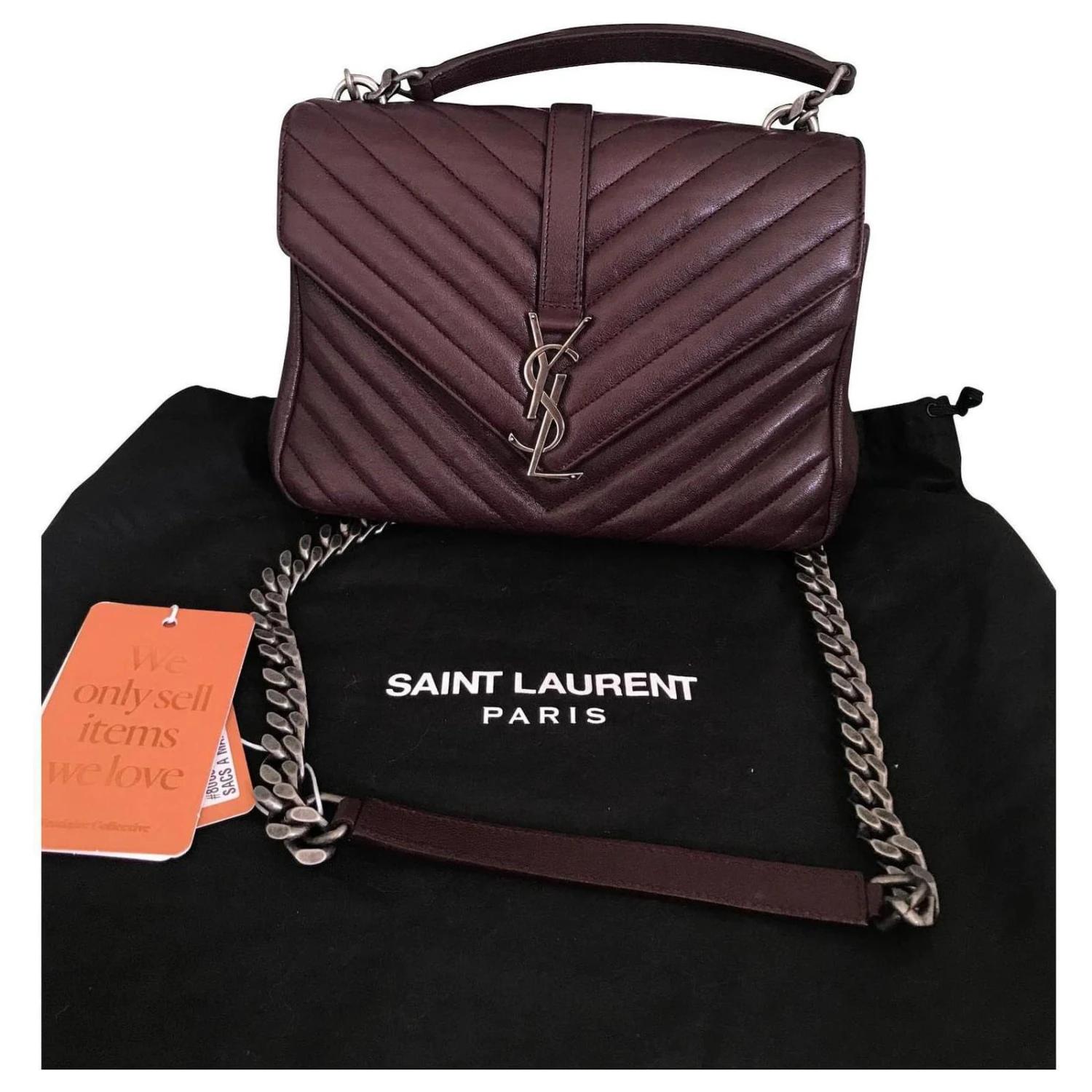 Loulou Yves Saint Laurent Sac Collège Moyen Rouge Foncé Prune Bordeaux 4 Loulou Yves Saint Laurent Sac Collège Moyen Rouge Foncé Prune Bordeaux – Image 2