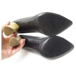 CHAUSSURES YVES SAINT LAURENT 38.5 ESCARPINS A TALONS CUIR ANTHRACITE SHOES Gris Anthracite -Yves Saint Laurent 496798 3