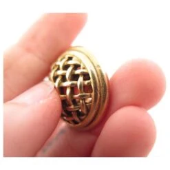 VINTAGE BOUCLES D'OREILLES YVES SAINT LAURENT RONDES GRILLAGE WIRE MESH EARRINGS Doré -Yves Saint Laurent 513804 4