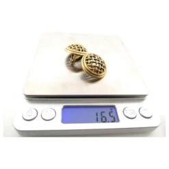 VINTAGE BOUCLES D'OREILLES YVES SAINT LAURENT RONDES GRILLAGE WIRE MESH EARRINGS Doré -Yves Saint Laurent 513804 5