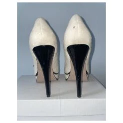 Yves Saint Laurent YSL Tribute Peeptoe Mary Janes Noir Blanc Écru -Yves Saint Laurent 554088 4