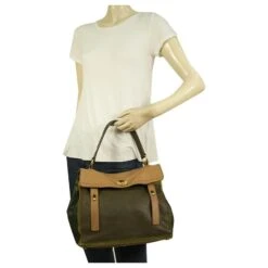 Sac à Main YSL Yves Saint Laurent Muse Tricolor Leather Suede Shoulder Vert Marron Multicolore -Yves Saint Laurent 563971 9