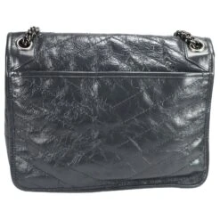 Yves Saint Laurent Niki Cuir Froissé Gris Moyen -Yves Saint Laurent 564231 4