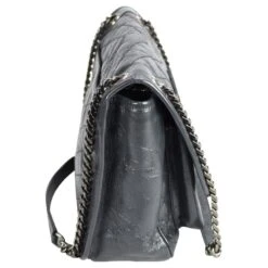 Yves Saint Laurent Niki Cuir Froissé Gris Moyen -Yves Saint Laurent 564231 5