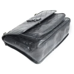 Yves Saint Laurent Niki Cuir Froissé Gris Moyen -Yves Saint Laurent 564231 7