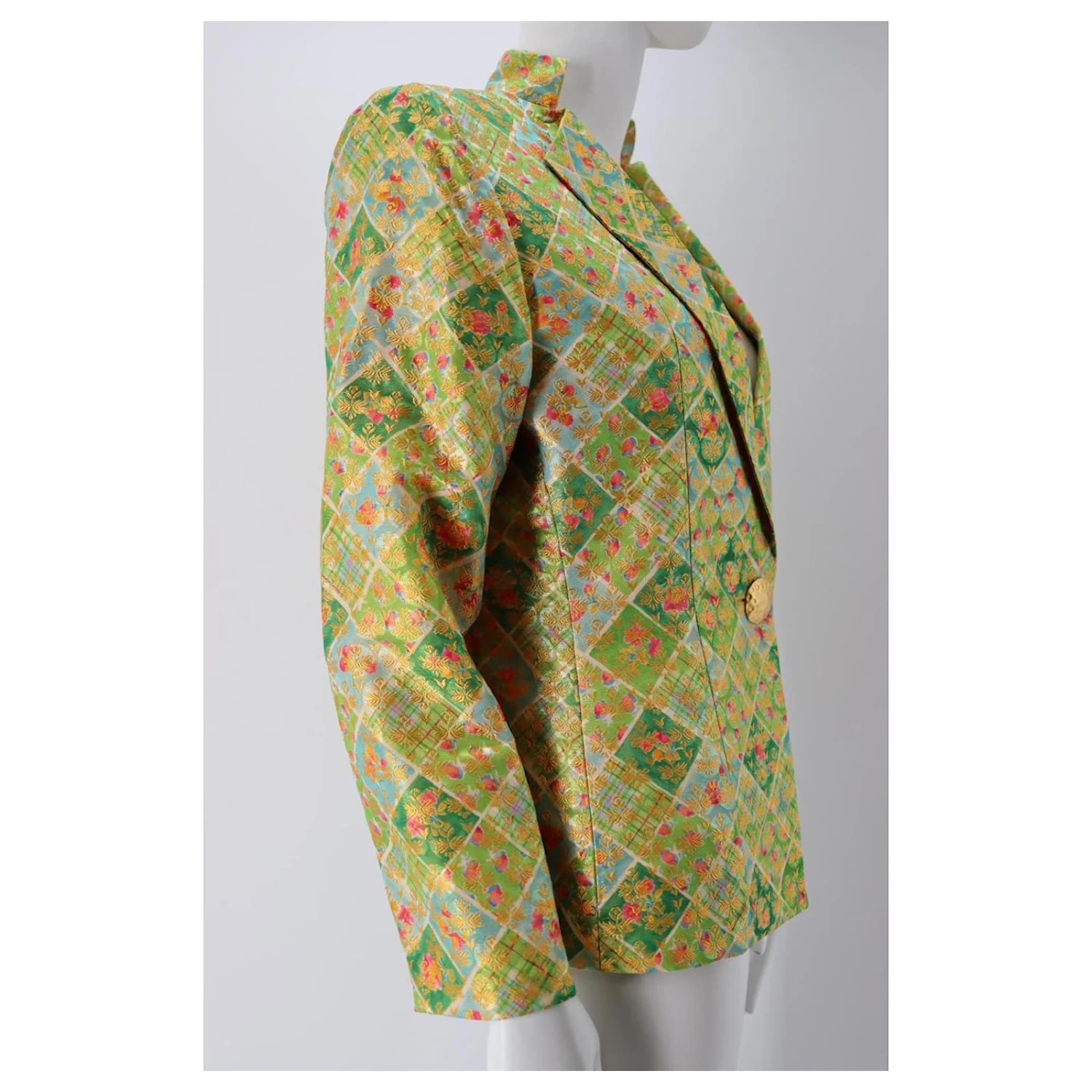 VESTE VERTE IMPRIMÉ FLORAL MÉTALLISÉ YVES SAINT LAURENT 7 VESTE VERTE IMPRIMÉ FLORAL MÉTALLISÉ YVES SAINT LAURENT – Image 5