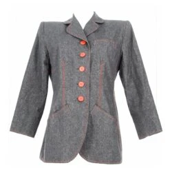 Veste En Jean Gris Et Rouge Yves Saint Laurent -Yves Saint Laurent 576611 3