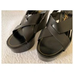 Yves Saint Laurent Compensées Plateforme Noires Vintage -Yves Saint Laurent 576806 9