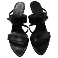 Yves Saint Laurent Sandales à Brides En Cuir Noir -Yves Saint Laurent 592997 2