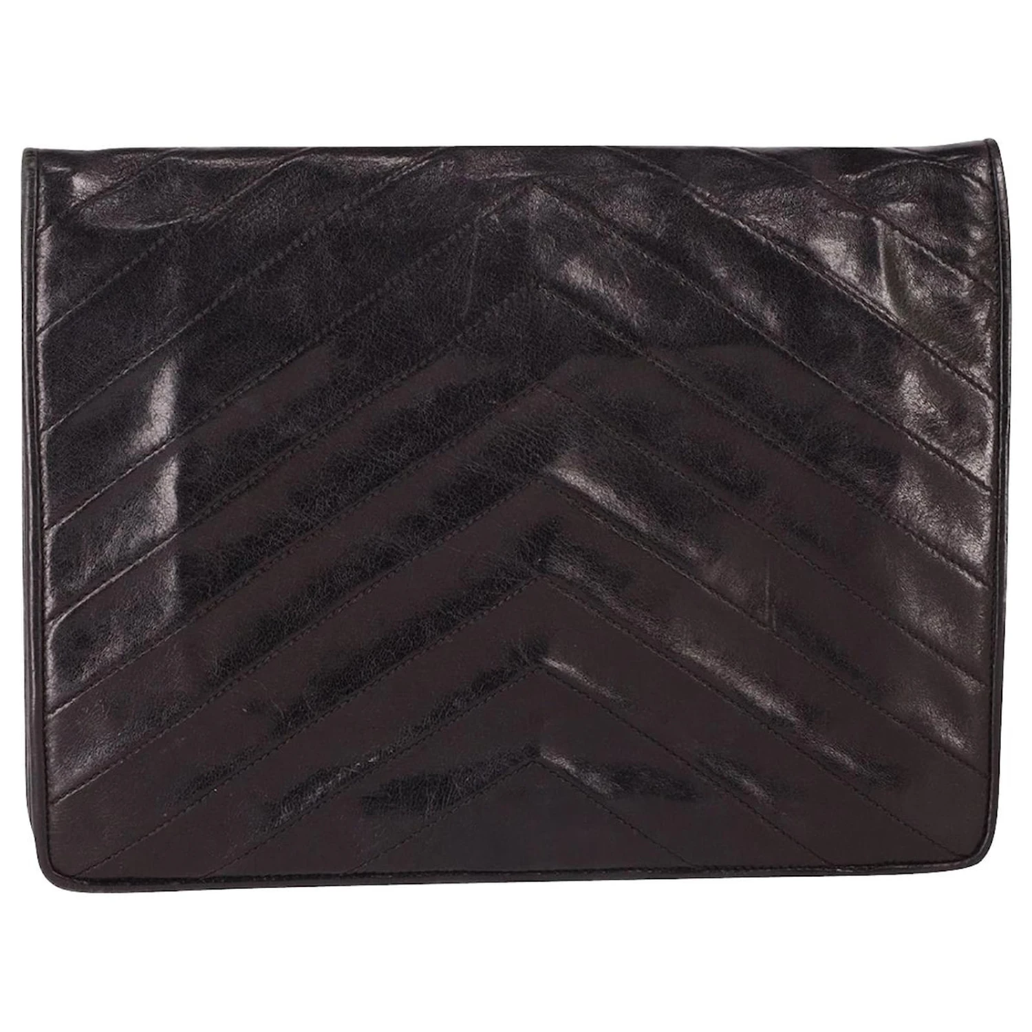 Yves Saint Laurent Pochette Matelassé Y Chevron En Cuir Noir 6 Yves Saint Laurent Pochette Matelassé Y Chevron En Cuir Noir – Image 4