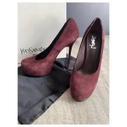Yves Saint Laurent Escarpins YSL Trip Too En Daim Bordeaux -Yves Saint Laurent 649126 10