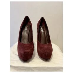 Yves Saint Laurent Escarpins YSL Trip Too En Daim Bordeaux -Yves Saint Laurent 649126 2