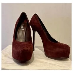 Yves Saint Laurent Escarpins YSL Trip Too En Daim Bordeaux -Yves Saint Laurent 649126 5