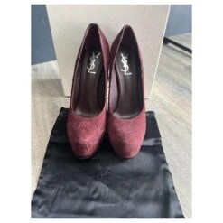 Yves Saint Laurent Escarpins YSL Trip Too En Daim Bordeaux -Yves Saint Laurent 649126 8