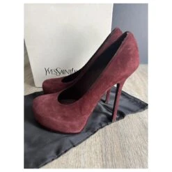 Yves Saint Laurent Escarpins YSL Trip Too En Daim Bordeaux -Yves Saint Laurent 649126 9