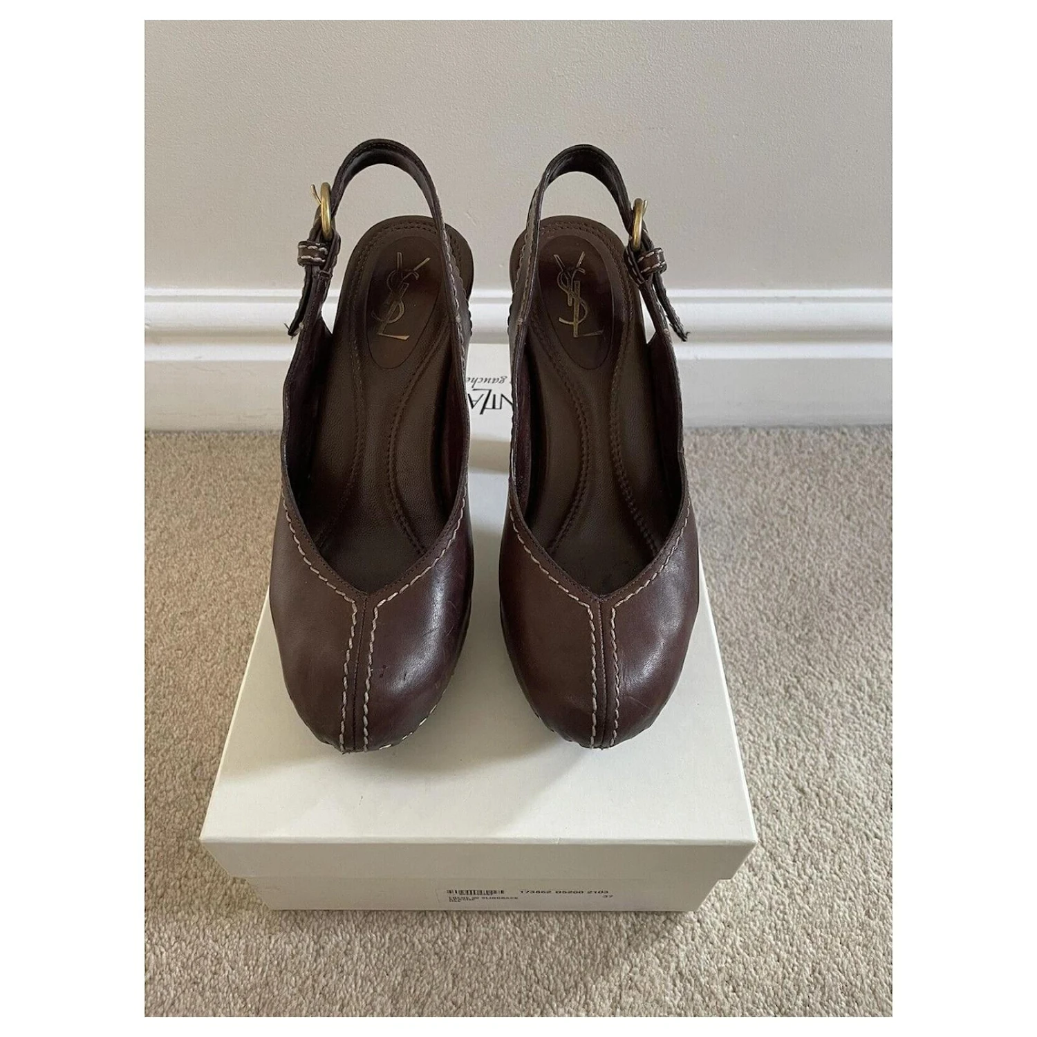 Yves Saint Laurent Escarpins YSL Ebene Apache En Chêne Marron 4 Yves Saint Laurent Escarpins YSL Ebene Apache En Chêne Marron – Image 2