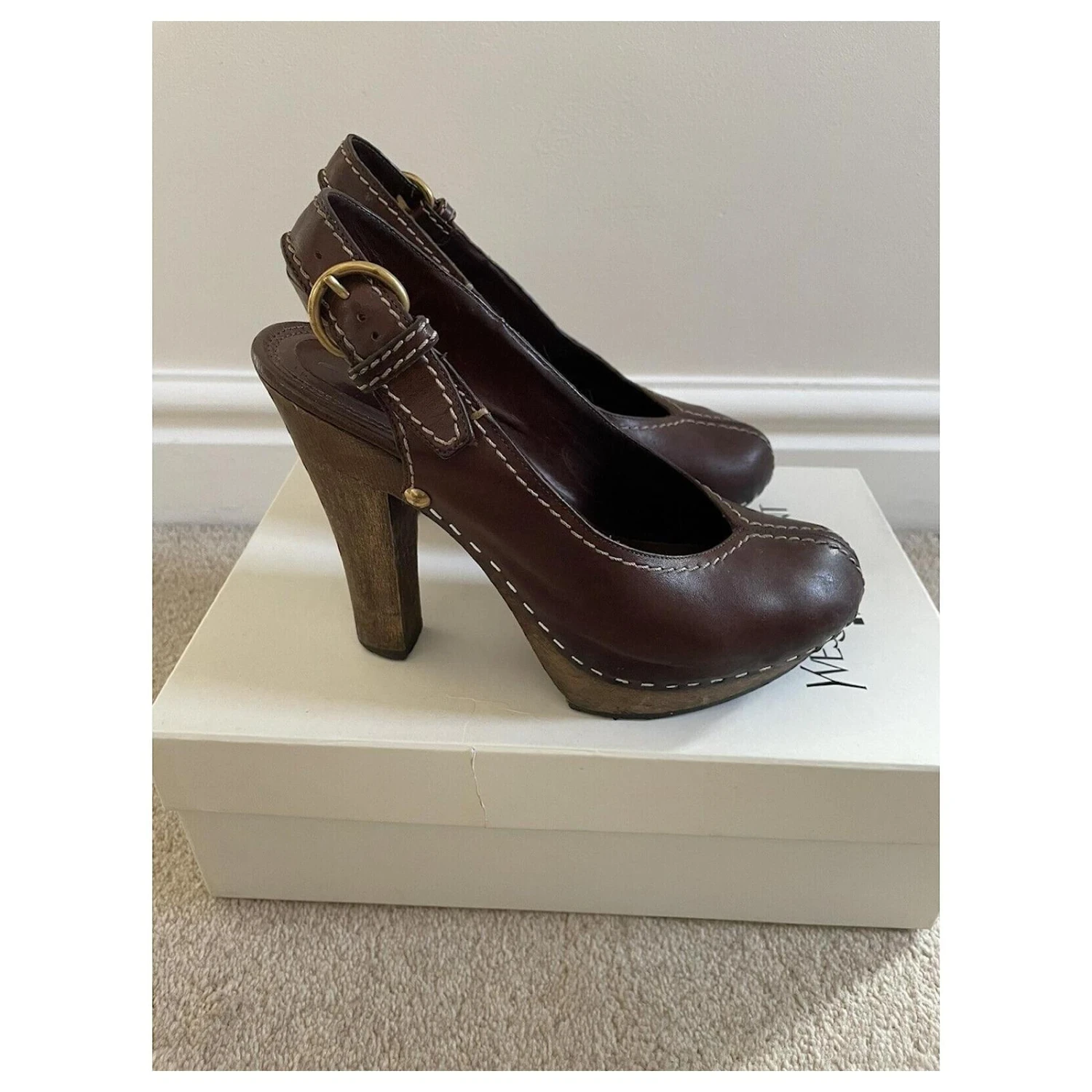 Yves Saint Laurent Escarpins YSL Ebene Apache En Chêne Marron 5 Yves Saint Laurent Escarpins YSL Ebene Apache En Chêne Marron – Image 3