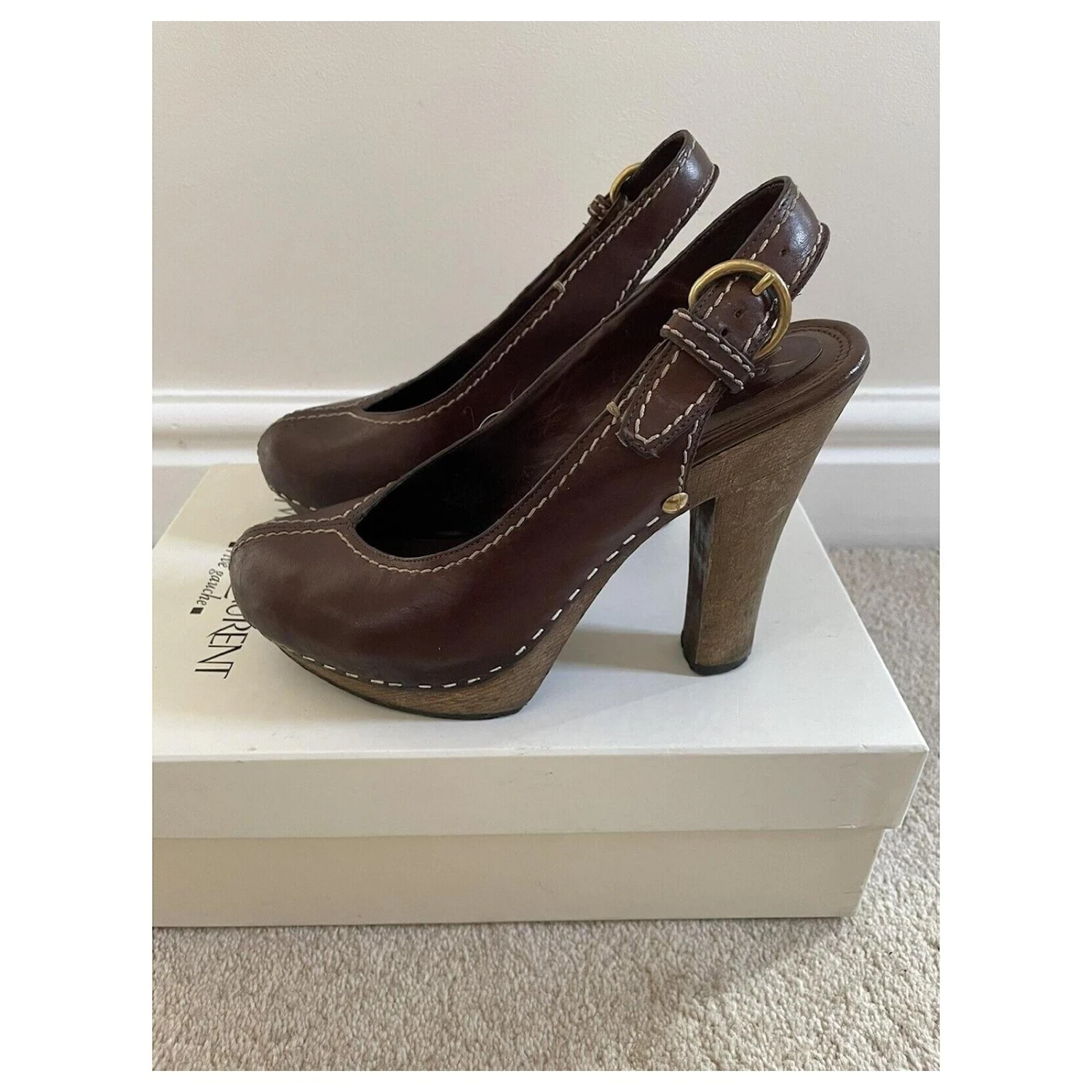 Yves Saint Laurent Escarpins YSL Ebene Apache En Chêne Marron 6 Yves Saint Laurent Escarpins YSL Ebene Apache En Chêne Marron – Image 4