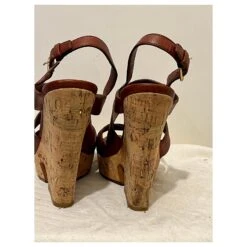 Yves Saint Laurent Sandales Compensées Vintage YSL De La Série Tribute Marron Chataigne -Yves Saint Laurent 664550 4