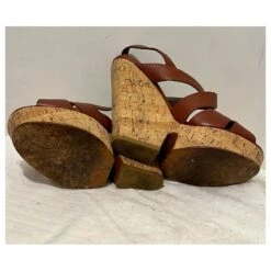 Yves Saint Laurent Sandales Compensées Vintage YSL De La Série Tribute Marron Chataigne -Yves Saint Laurent 664550 6