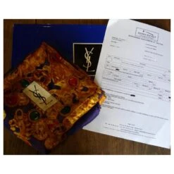 Yves Saint Laurent Echarpes Bleu Marine Bijouterie Dorée -Yves Saint Laurent 676284 9