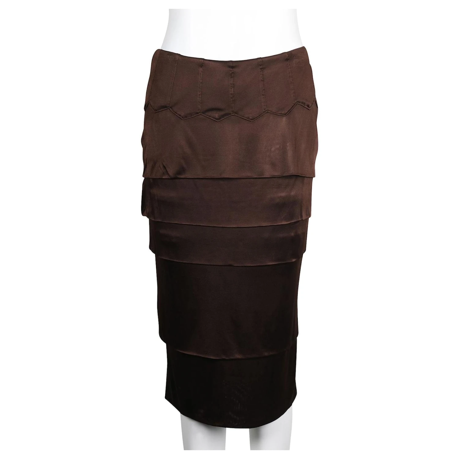 Yves Saint Laurent Jupe étagée Marron Foncé 4 Yves Saint Laurent Jupe étagée Marron Foncé – Image 2