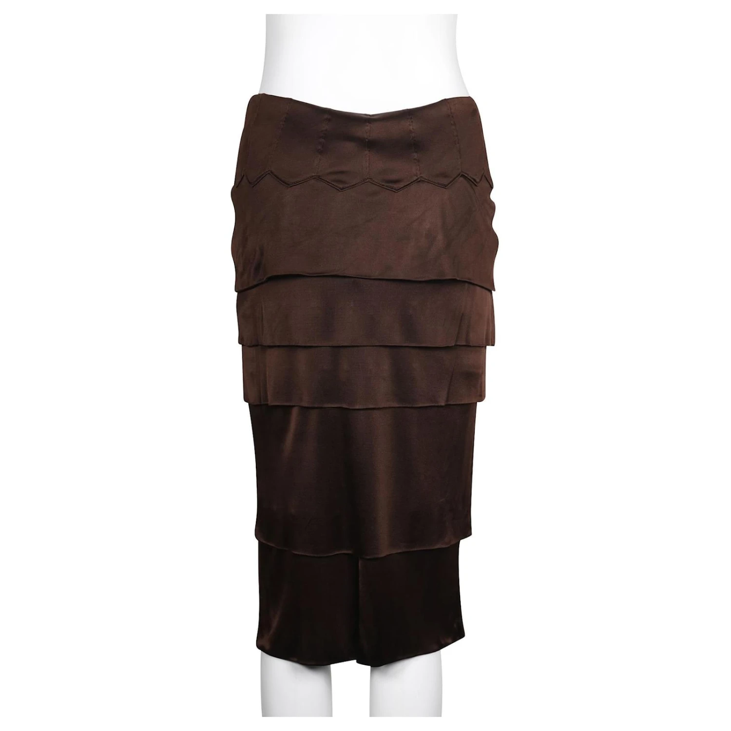 Yves Saint Laurent Jupe étagée Marron Foncé 5 Yves Saint Laurent Jupe étagée Marron Foncé – Image 3