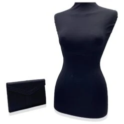 Yves Saint Laurent Sac à Main Pochette Vintage En Satin Noir -Yves Saint Laurent 734962 2