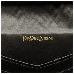 Yves Saint Laurent Sac à Main Pochette Vintage En Satin Noir -Yves Saint Laurent 734962 5