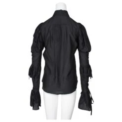 Yves Saint Laurent Chemise Noire à Longues Manches Cloche Tressées -Yves Saint Laurent 739773 3