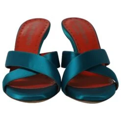 Yves Saint Laurent Mules Criss-Cross En Satin Bleu 12 Yves Saint Laurent Mules Criss-Cross En Satin Bleu -Yves Saint Laurent 752582 2