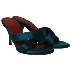 Yves Saint Laurent Mules Criss-Cross En Satin Bleu 13 Yves Saint Laurent Mules Criss-Cross En Satin Bleu -Yves Saint Laurent 752582 3