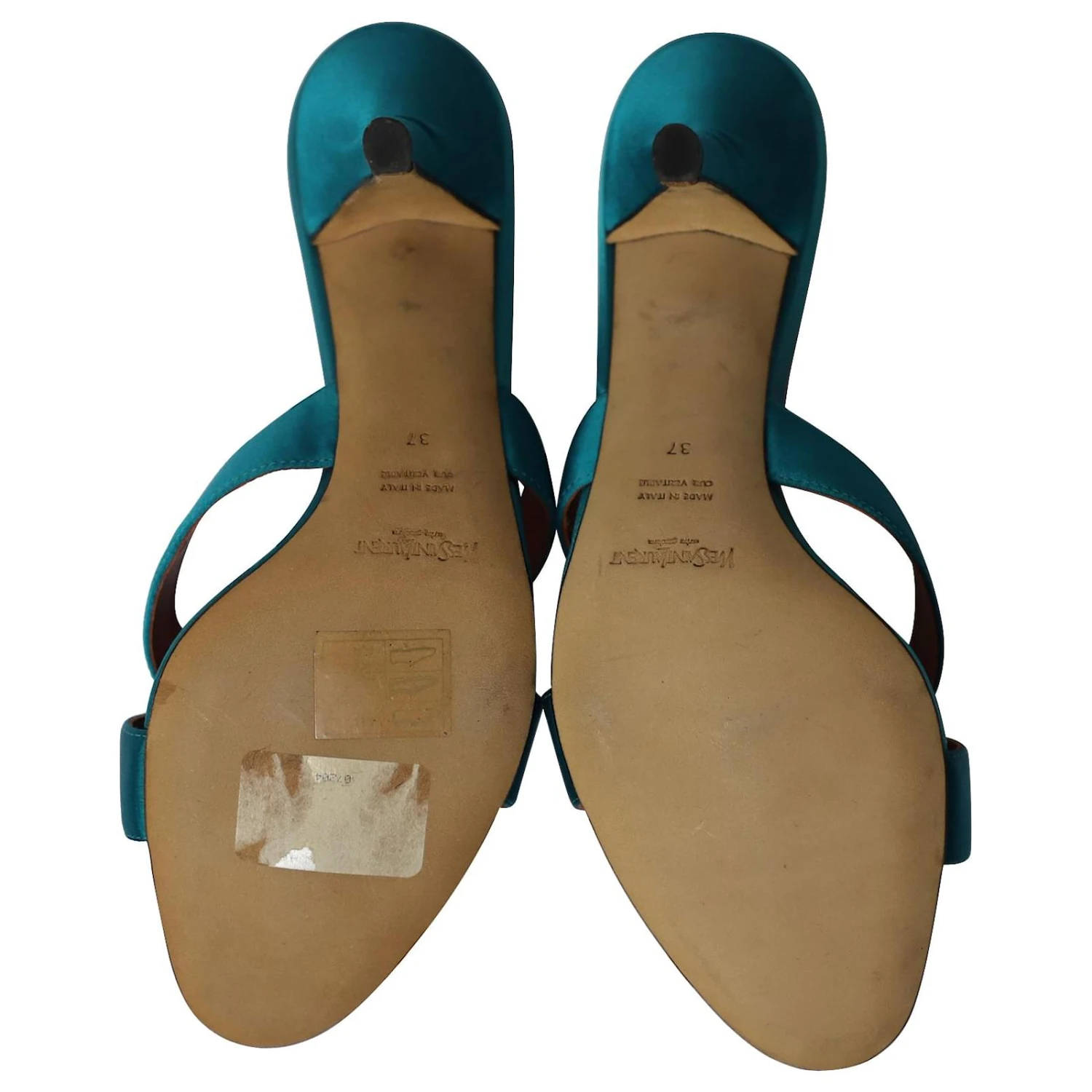 Yves Saint Laurent Mules Criss-Cross En Satin Bleu 7 Yves Saint Laurent Mules Criss-Cross En Satin Bleu – Image 5