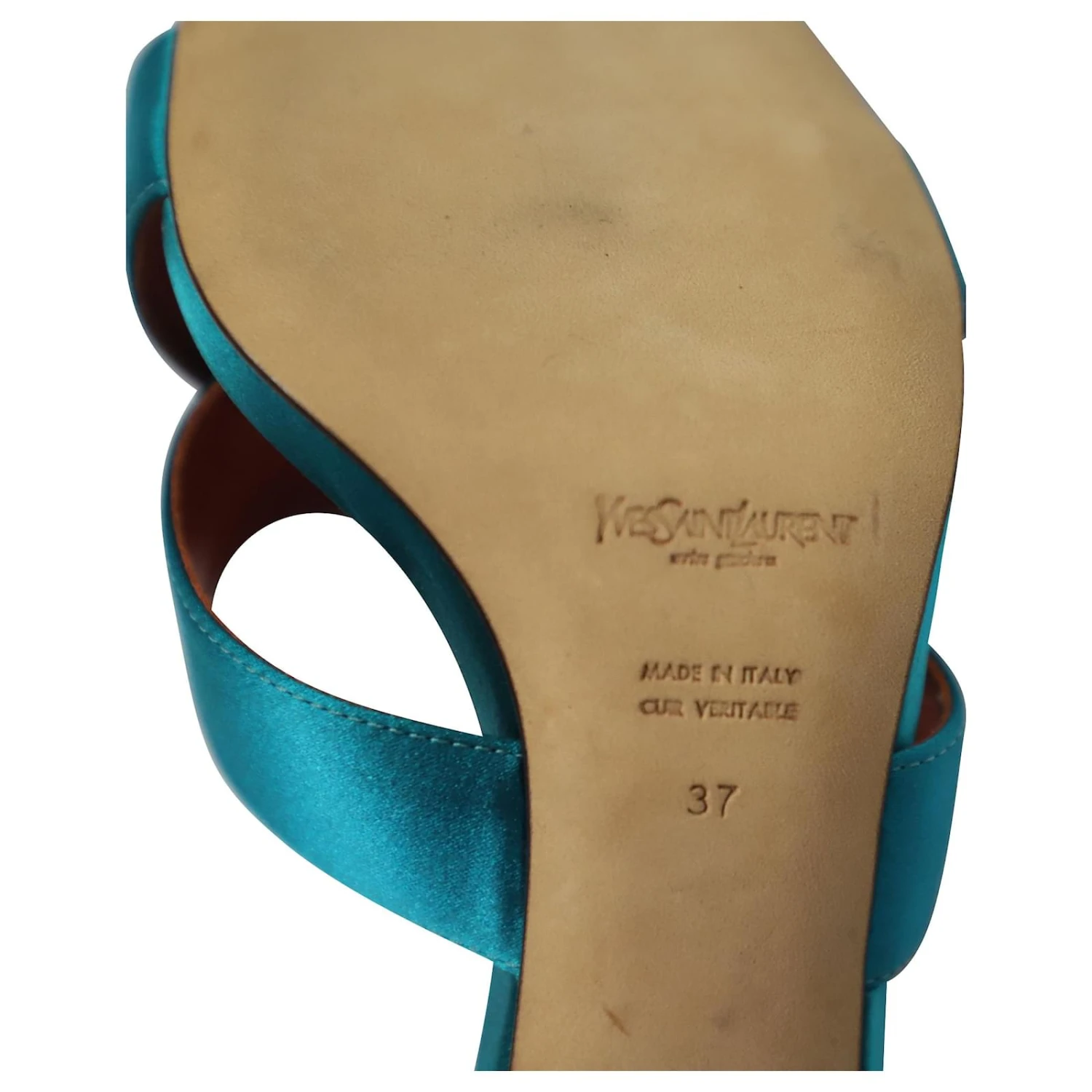 Yves Saint Laurent Mules Criss-Cross En Satin Bleu 8 Yves Saint Laurent Mules Criss-Cross En Satin Bleu – Image 6