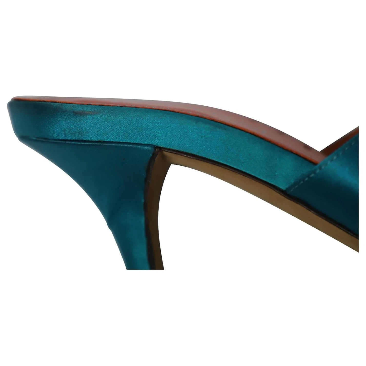 Yves Saint Laurent Mules Criss-Cross En Satin Bleu 10 Yves Saint Laurent Mules Criss-Cross En Satin Bleu – Image 8