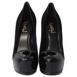 Yves Saint Laurent Tribtoo 105 Escarpins Cap En Daim Et Cuir Vernis Noirs 11 Yves Saint Laurent Tribtoo 105 Escarpins Cap En Daim Et Cuir Vernis Noirs -Yves Saint Laurent 755611 2