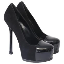 Yves Saint Laurent Tribtoo 105 Escarpins Cap En Daim Et Cuir Vernis Noirs 13 Yves Saint Laurent Tribtoo 105 Escarpins Cap En Daim Et Cuir Vernis Noirs -Yves Saint Laurent 755611 4