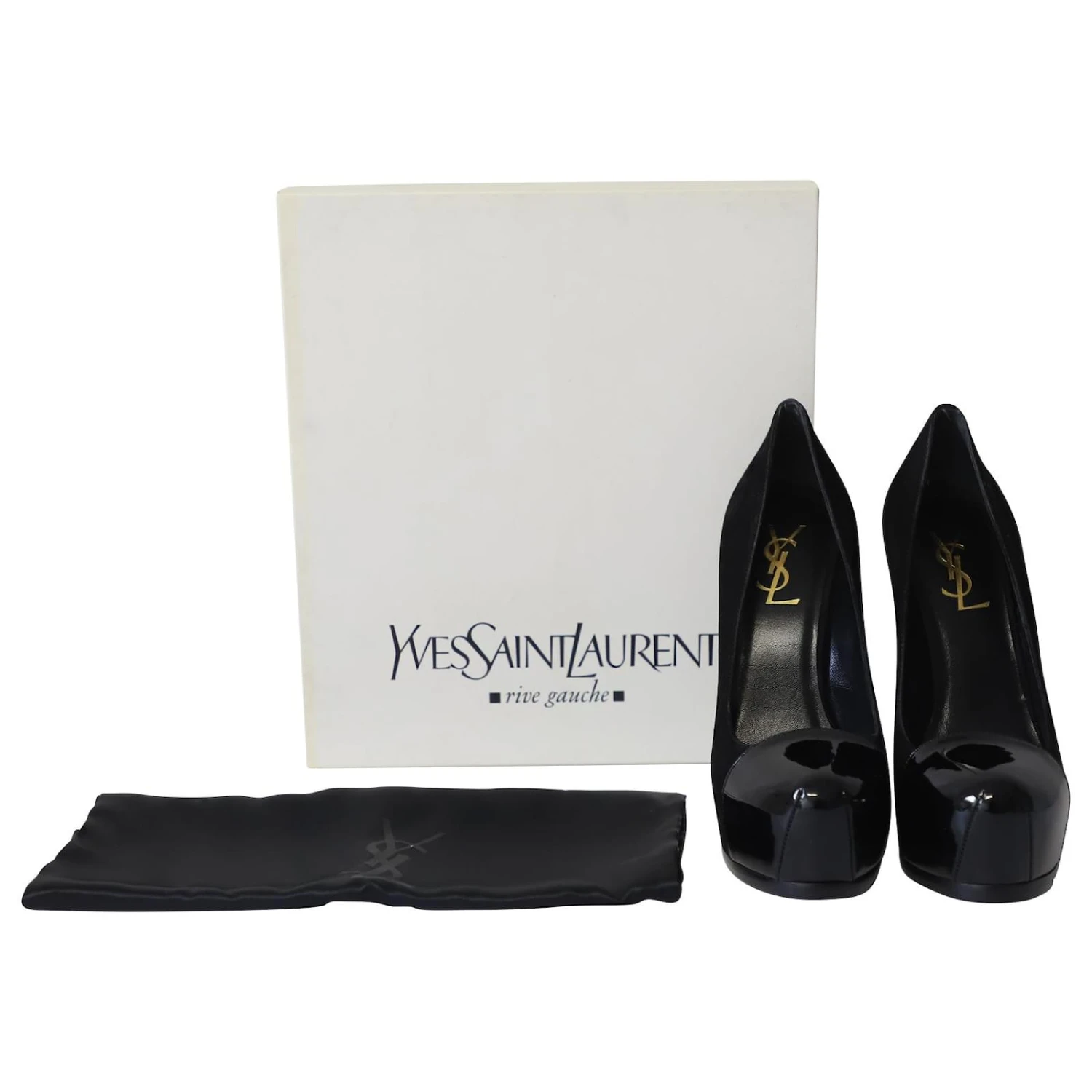 Yves Saint Laurent Tribtoo 105 Escarpins Cap En Daim Et Cuir Vernis Noirs 10 Yves Saint Laurent Tribtoo 105 Escarpins Cap En Daim Et Cuir Vernis Noirs – Image 8